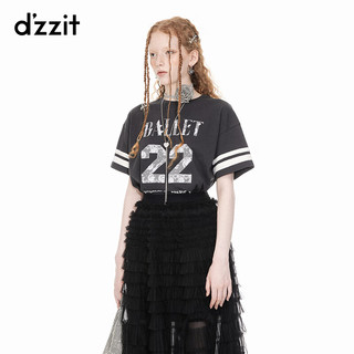 d'zzit地素 蕾丝绣花 黑色 XS 女士T恤
