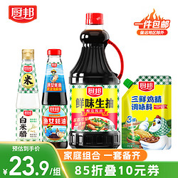 厨邦 鲜味生抽1.25L+三鲜鸡精100g+渔女蚝油315g+白米醋420ml