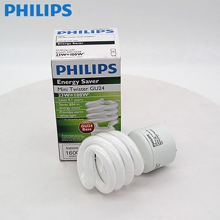 PHILIPS 飞利浦 螺旋节能灯 美标23w节能灯GU24螺口2700k黄光节能灯泡120V