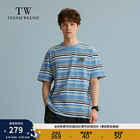 Teenie Weenie Men小熊男装条纹T恤2024夏季休闲圆领美式宽松短袖 蓝色 180/XL