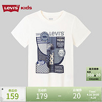 Levi's李维斯童装2024夏儿童牛仔元素短袖t恤男童凉感上衣 糖果白 140/68