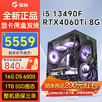 COLORFUL 七彩虹 电竞游戏台式电脑主机（i5 13490F，RTX4060 Ti，16G，1T）