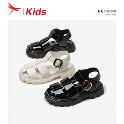 红蜻蜓儿童2022夏季新款女孩子洋气复古轻便透气英伦风包头凉鞋子