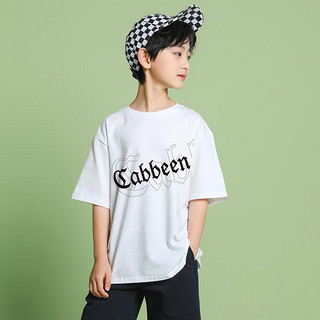 Cabbeenlove 卡宾童装 男童短袖T恤卡宾logo印花儿童t恤女短袖薄款大童装