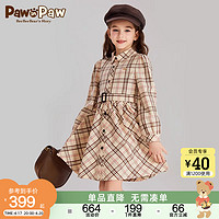 Paw in Paw PawinPaw卡通小熊童装2024年春季新款女童格纹印花淑女风连衣裙