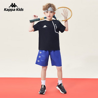 KAPPA KIDS中大童短袖夏装男童简约休闲上衣儿童半袖t恤 白色 130cm 7-8岁