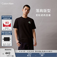 Calvin Klein Jeans24春夏男士字母绣印休闲纯棉宽松短袖T恤J326626 BEH-太空黑 M