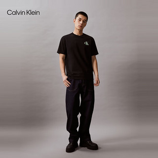 Calvin Klein Jeans24春夏男士字母绣印休闲纯棉宽松短袖T恤J326626 BEH-太空黑 M