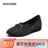 斯凯奇(Skechers)夏季女子时尚法式小香风鞋浅口平底单鞋158803 黑色/BLK 37