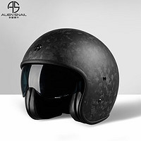外星蜗牛复古头盔摩托车碳纤维3/4盔夏季机车男骑行女踏板巡航帽 锻造纹路-哑光 XL