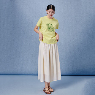 艾莱依（ERAL）防晒T恤女2024夏季新中式印花T恤简约百搭设计感防紫外线短袖 乌龙 160/84A