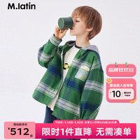 M.Latin/马拉丁童装儿童外套24春男童衬衫式假两件外套 绿色格 110cm