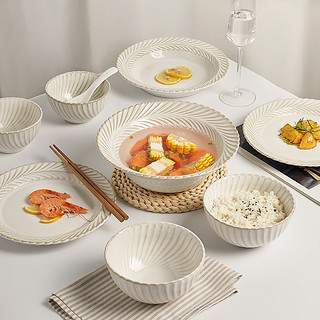 日式碗碟套装家用2024陶瓷餐具乔迁碗筷轻奢碗盘子碗具含羞草