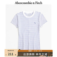 Abercrombie & Fitch 女装 24春夏新款小麋鹿圆领修身舒适T恤 358195-1 蓝色条纹 S (165/92A)