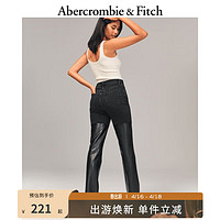 Abercrombie & Fitch 女装 90年代风美式复古时尚设计感拼接高腰直筒牛仔裤 323123-1 黑色 24S (150/60A)