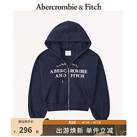 Abercrombie & Fitch 女装 美式休闲百搭外套刺绣Logo运动拉链帽衫卫衣 328860-1 海军蓝 XXS (160/80A)