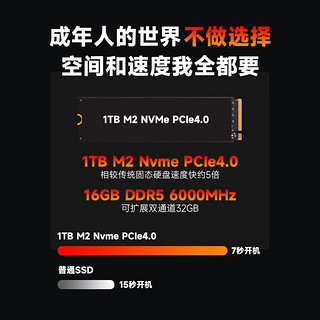 AMD 龙神 八代锐龙版 游戏台式机（黑色、500GB SSD、锐龙R5-8400F、RX 6750GRE 10G、16GB）