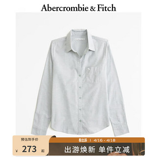 Abercrombie & Fitch 女装 小麋鹿白领气质通勤纯色百搭美式复古长袖衬衫 KI140-4115 绿色 M (165/96A)