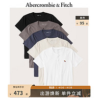 Abercrombie & Fitch 男装女装套装 5件装复古经典宽松亨利式短袖简约T恤314835-1 黑色 - 灰色 - 深蓝色 - 奶油色 - 白色 M (180/100A)