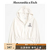 Abercrombie & Fitch 女装 24春新款辣妹短款外套拉链毛圈布连帽卫衣356856-1 米白色 S (165/92A)