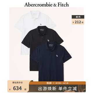 Abercrombie & Fitch 男装套装 3件装美式复古小麋鹿通勤纯色短袖Polo衫 329600-1 白色、黑色和海军蓝 XL (180/116A)