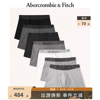 Abercrombie & Fitch 男装套装 7条装轻薄舒适柔软拼花logo四角内裤 326423-1 多重灰色 XL