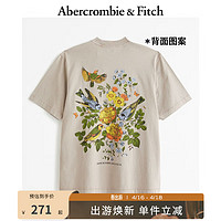 Abercrombie & Fitch 男装女装情侣装 24夏季新款时尚美式风复古图案T恤 KI123-4049 云朵灰 L (180/108A)