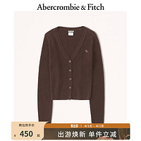 Abercrombie & Fitch 女装 美式小麋鹿保暖休闲柔软羊绒毛衣针织开衫320362-1 深棕色 XS (160/84A)