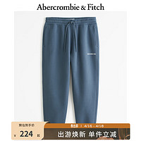 Abercrombie & Fitch 男装 24春新款美式经典Logo款运动裤抓绒束脚卫裤 332000-1 蓝色 XL (180/98A)