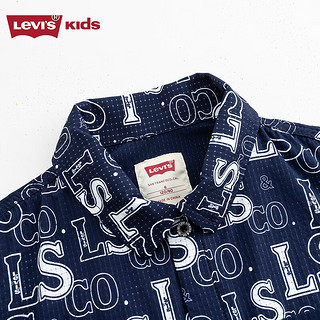 Levi's李维斯童装24夏季男童满印logo衬衫梭织短袖上衣 深靛蓝 90/52(2T)