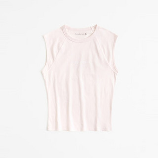 ABERCROMBIE & FITCH女装 24春夏Logo款纯色百搭背心领T恤 358702-1 浅粉色 XL (170/112A)