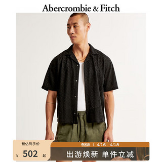 Abercrombie & Fitch 男装 24春夏时尚复古短款美式风衬衫KI125-4093 黑色 L (180/108A)