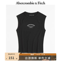 ABERCROMBIE & FITCH女装 24春夏Logo款纯色百搭背心领T恤 358702-1 黑色 XL (170/112A)