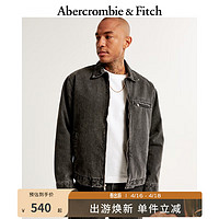 ABERCROMBIE & FITCH男装 24春美式复古潮流轻盈牛仔外套拉链夹克 355671-2 黑色 XXL (185/124A)