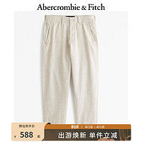 ABERCROMBIE & FITCH男装 24春夏直筒亚麻混纺休闲长裤 KI130-4028 米色织纹 29/30