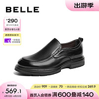 BeLLE 百丽 套脚商务皮鞋男鞋2024春季正装乐福鞋8EN02AM4 黑色 43