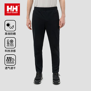 HELLY HANSEN, HH海丽汉森hh24夏男款HP系列休闲运动防晒吸湿速干基础舒适针织长裤 黑色 M