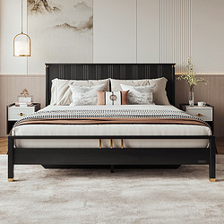 QuanU 全友 家居 新中式胡桃木色床双人床 1.8x2米
