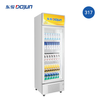 东骏展示柜冷藏保鲜柜 全铜管饮料柜单门立式冰柜保鲜超市便利店啤酒柜冰箱商用展示柜LG-317L