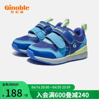 基诺浦（ginoble）学步鞋春秋 儿童机能鞋男女宝宝鞋子18个月-5岁软底童鞋 TXG1207 蓝色 130mm_内长14/脚长13.0-13.5cm