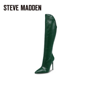 STEVE MADDEN/思美登蛇纹细跟时装长靴女 VA BOOM 绿色 37