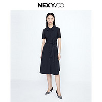 NEXY.CO 奈蔻 24新款春夏含精梳棉时尚简约腰带衬衫连衣裙女