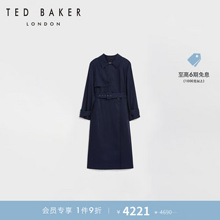 Ted Baker2024春夏女士气质休闲拼色腰带长款风衣274313 藏青色 3