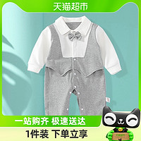 88VIP：Kmicashmre km婴幼儿连体衣2023春装新款男宝宝绅士爬服婴儿衣服连身衣