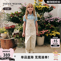 Teenie Weenie Kids小熊童装24春季女童休闲舒适牛仔背带裤 象牙白 120cm