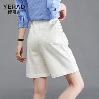 娅丽达（YERAD）直筒五分裤宽松牛仔短裤女2024夏季显瘦薄款复古裤子潮 白色(K0) 27