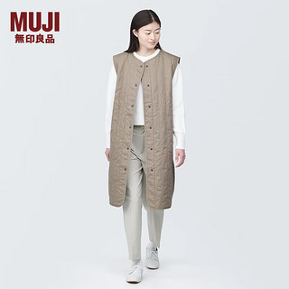 无印良品 MUJI 女式 木棉混 长款马甲 背心马夹女款春秋早春BD0YMA4S 浅米色 S (155/80A)