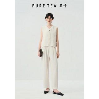 茶·愫【柟柏系列】puretea茶愫宽肩短款马甲女背心肌理感2024春季 暮白 S