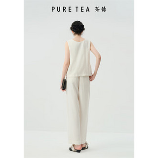 茶·愫【柟柏系列】puretea茶愫宽肩短款马甲女背心肌理感2024春季 暮白 S