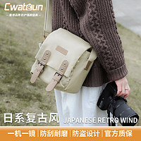 Cwatcun 日系复古单肩相机包单摄影摄像男女适用于富士佳能尼康索尼一机一镜背包